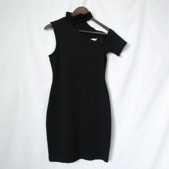 SUSANA MONACO Black Bodycon Asymmetrical Mini Dress Revolve Size-Small